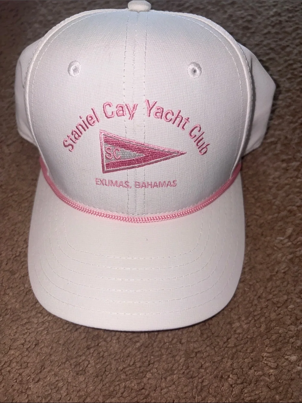 Kids Staniel Cay Yacht Club White & Pink Baseball Cap